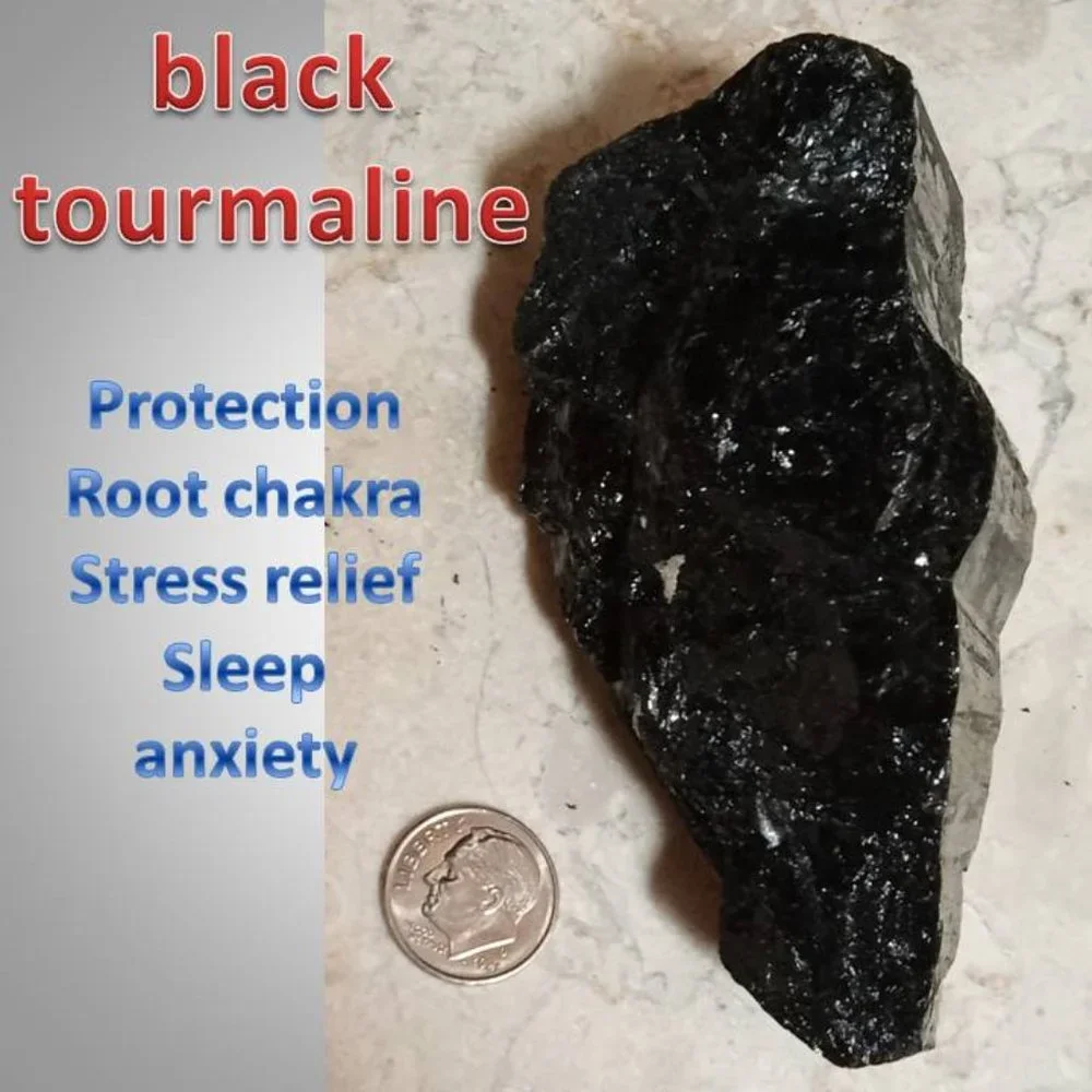 Black TOURMALINE stone chunk healing : protection chakra 07